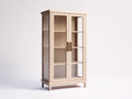 Vitrine - bois-verre-métal - 88x38x171 cm - beige naturel-bronze foncé - moderne