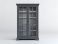 Vitrine - MDF-verre-métal - 94x40x180 cm - gris ardoise - classique
