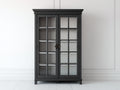 Vitrine - MDF-verre-métal - 91x39x176 cm - gris anthracite-beige clair - classique