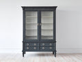 Vitrine - MDF-verre-métal - 117x43x179 cm - gris anthracite-beige clair - classique