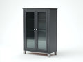 Vitrine - MDF-verre-métal - 84x36x130 cm - gris foncé-argenté - moderne