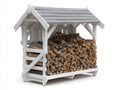 Abri à bûches - bois - 172x82x148 cm - Blanc-Gris - chalet rustique
