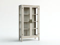 Vitrine - bois-verre-métal - 86x37x168 cm - beige naturel-bronze foncé - moderne