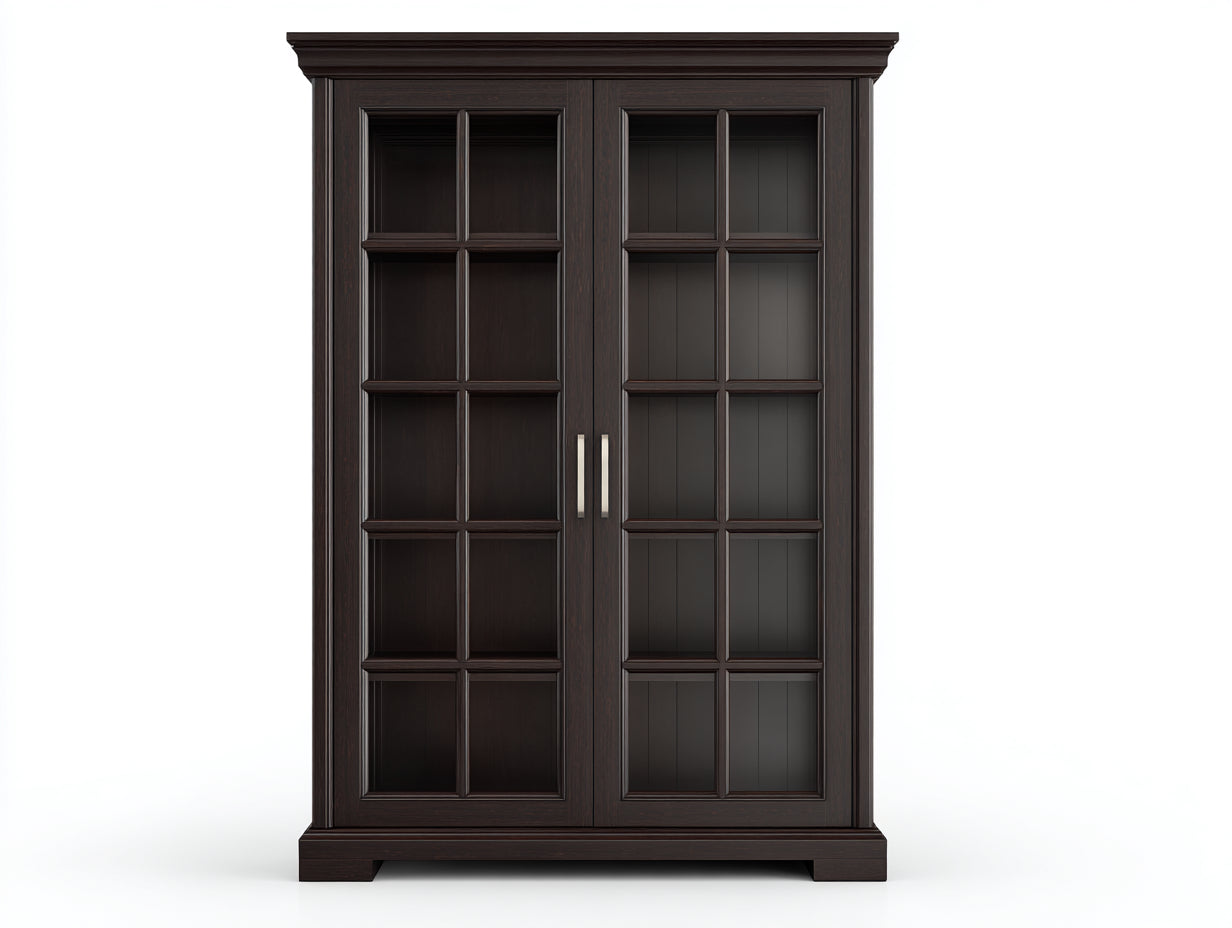 Vitrine - MDF-verre-métal - 104x42x188 cm - marron foncé - classique
