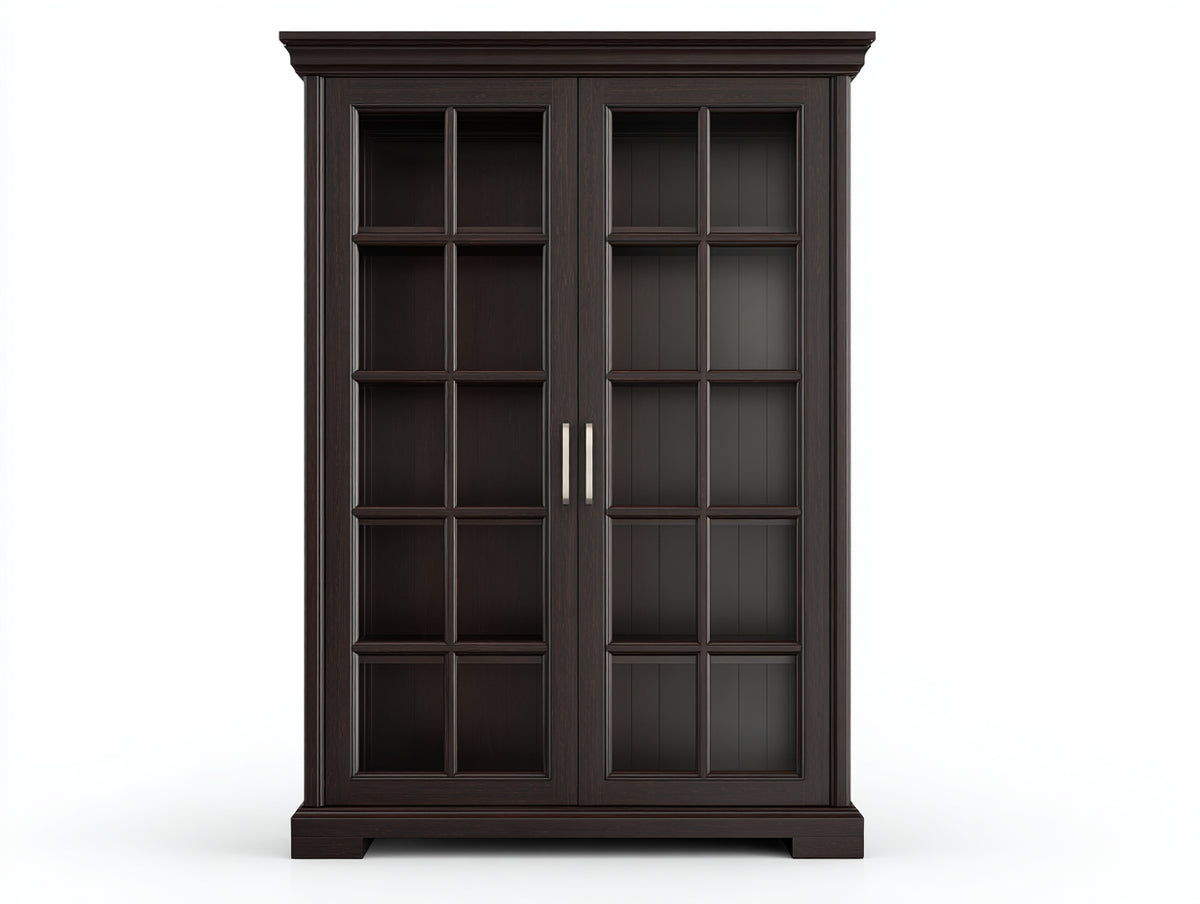 Vitrine - MDF-verre-métal - 104x42x188 cm - marron foncé - classique
