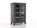 Vitrine - MDF-verre-métal - 83x35x126 cm - gris foncé - moderne