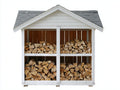 Abri à bûches - Bois-Bardeaux bitumés - 218 x 78 x 205 cm - Blanc-Marron-Gris - Style chalet