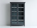 Vitrine - MDF-verre-métal - 93x39x178 cm - gris ardoise - classique