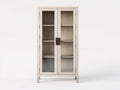 Vitrine - bois-verre-métal - 76x36x164 cm - beige naturel - rustique
