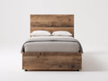 Lit simple - bois - 207x105x108 cm - chêne brun-noir - rustique moderne
