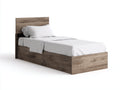 Lit simple - bois - 207x104x104 cm - chêne brun - contemporain chaleureux