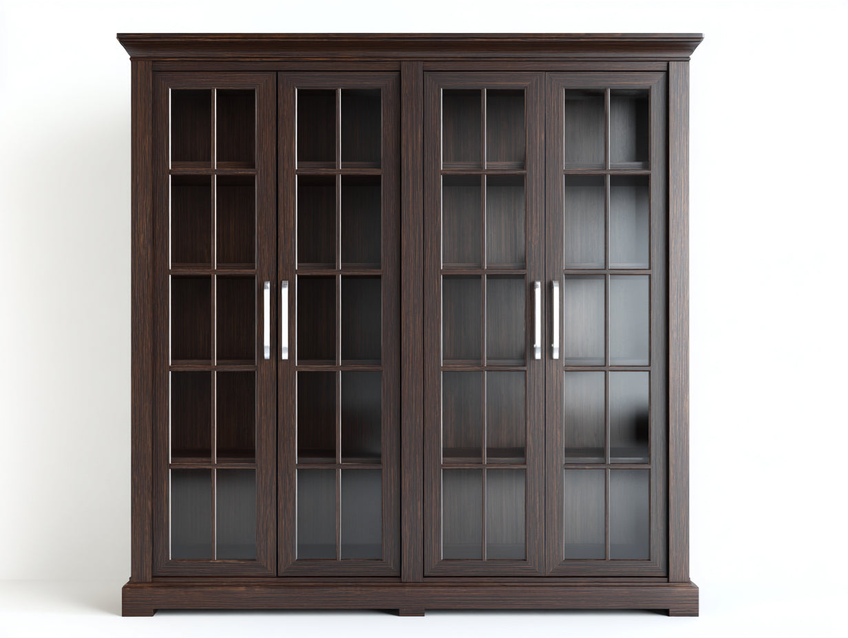 Vitrine - MDF-verre-métal - 152x43x187 cm - marron foncé - classique
