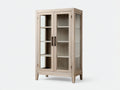 Vitrine - bois-verre-métal - 82x37x167 cm - beige naturel - moderne