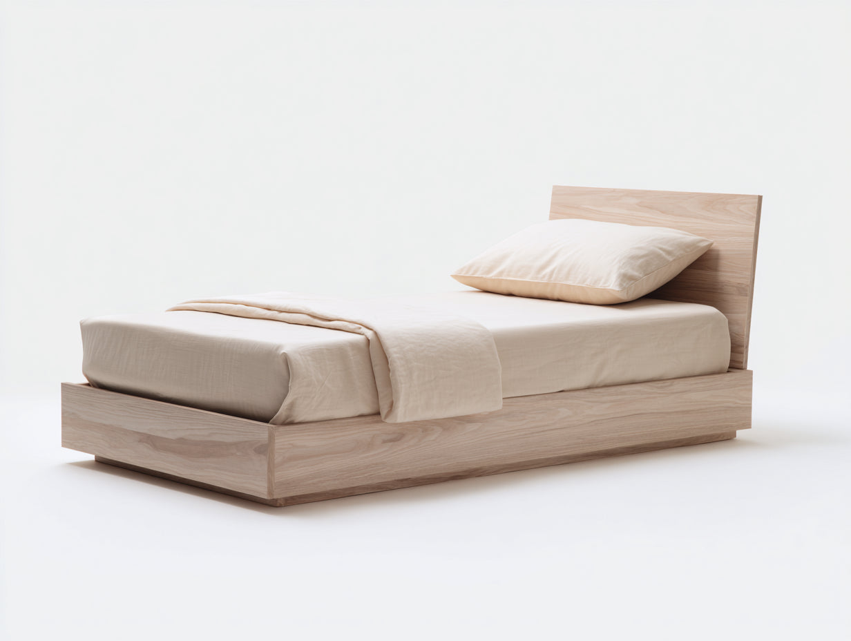 Lit simple - bois - 208x104x92 cm - bois clair - scandinave épuré