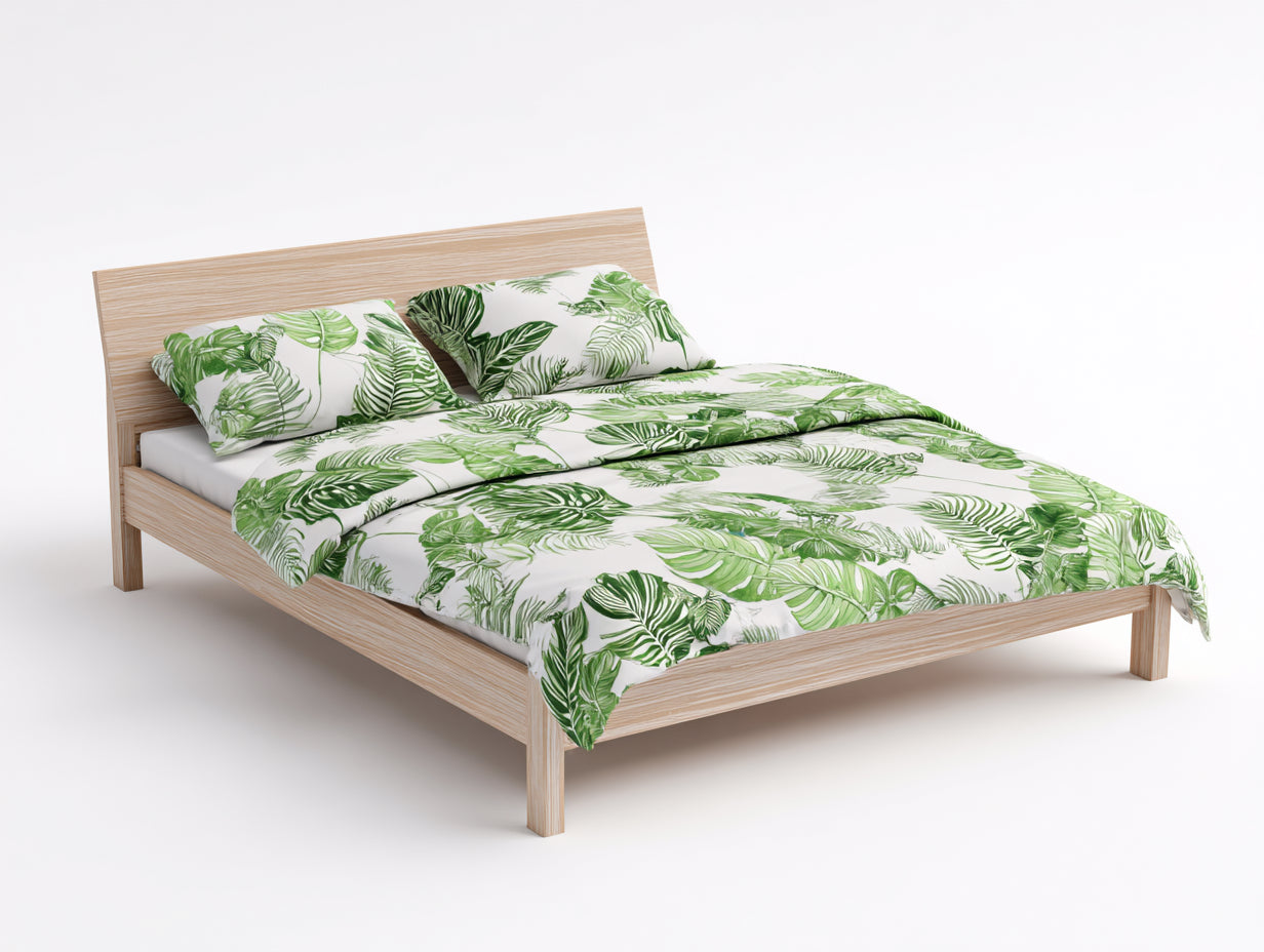 Lit double - bois - 212x184x98 cm - bois naturel - style scandinave