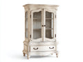 Vitrine - bois-verre-métal - 101x43x181 cm - blanc vieilli-beige - classique