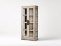 Vitrine - bois-verre-métal - 78x38x169 cm - beige naturel - classique