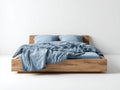 Lit double - bois - 211x185x92 cm - chêne naturel - style contemporain
