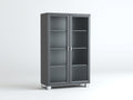 Vitrine - MDF-verre-métal - 87x35x132 cm - gris foncé-argenté - moderne