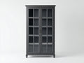 Vitrine - MDF-verre-métal - 88x37x175 cm - gris foncé - classique